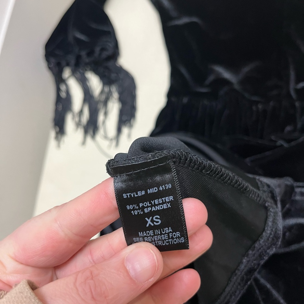 Midnight Hour XS black velvet fringe dress - Picture 6 of 12